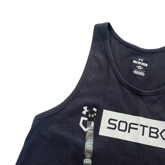 Under Armour Women’s XSmall Black Softball Logo Bar, Athletic Loose Fit Tank Top - Picture 10 of 16